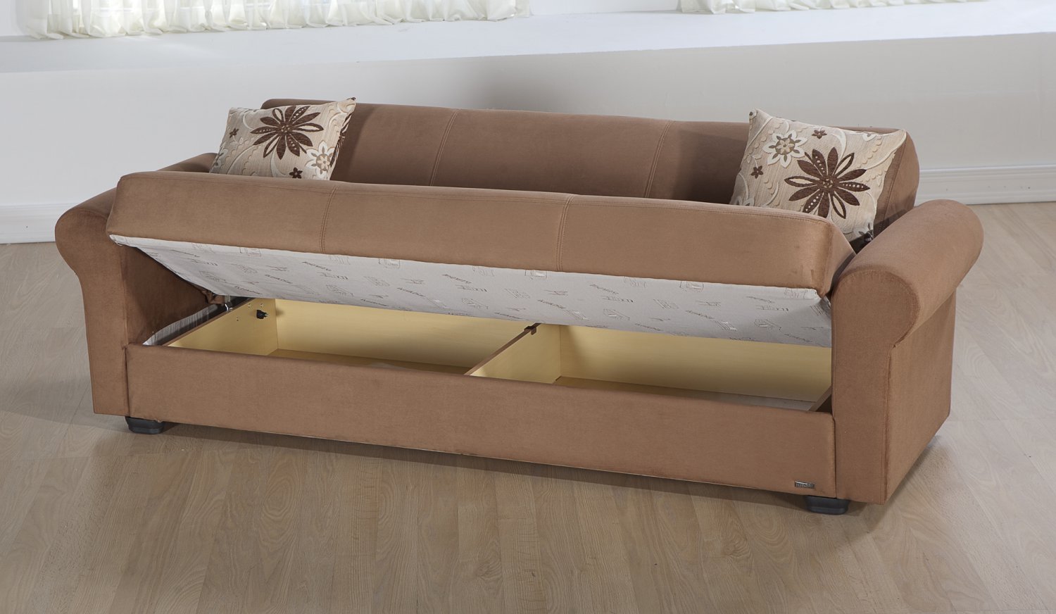 Elita Brown Microfiber Sofa Bed with Storage