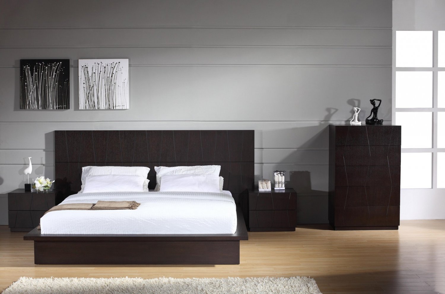 Andrea Modern Wenge Finish 5pc Queen Size Bedroom Set