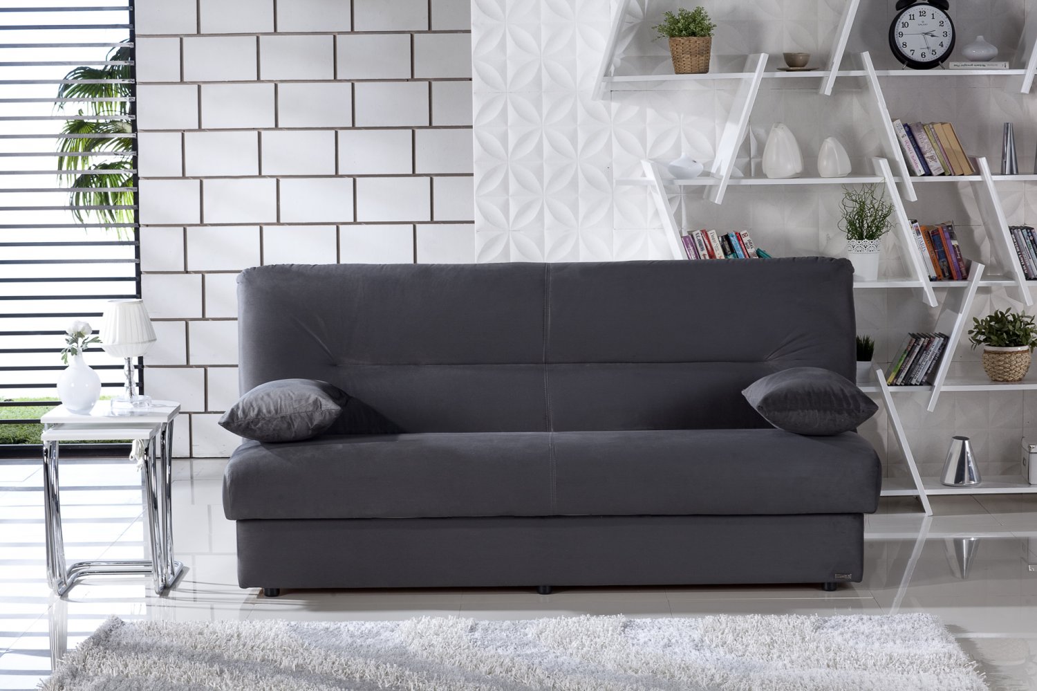 gray microfiber sofa bed