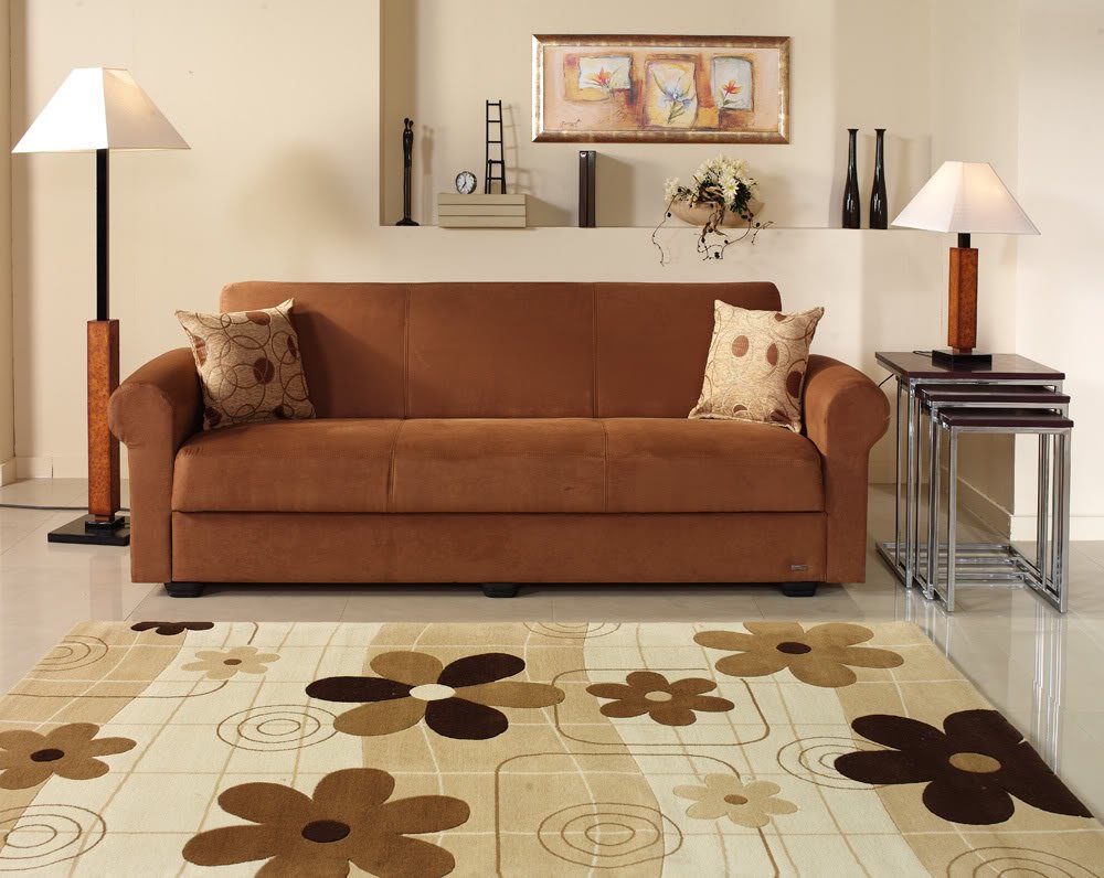 Elita Brown Microfiber Sofa Bed with Storage