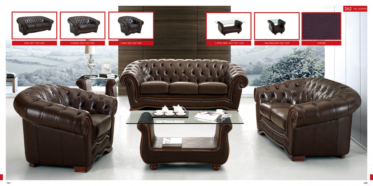 262 brown leather sofa