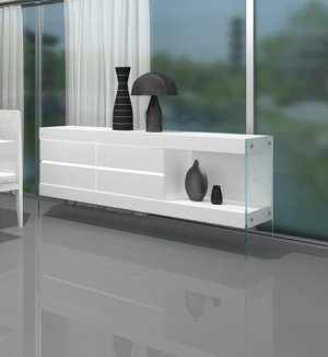 Cloud Modern White Gloss Lacquer Finish Sideboard