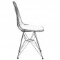 Set of Two Eames Style Wire Side Chair with White Vinyl Seat Pad