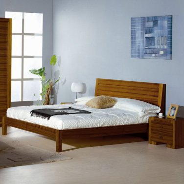 Alpha Modern King Platform Bed in Teak Finish