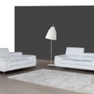 973 Premium White Leather Sofa and Loveseat Set