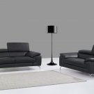 973 Premium Black Leather Sofa and Loveseat Set