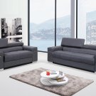 Soho Modern Grey Leather 2pc Living Room Set