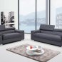 Soho Modern Grey Leather 2pc Living Room Set