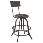 Adjustable Industrial Stool in Black color - With Back (Set of 2)