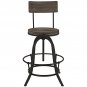 Adjustable Industrial Stool in Brown color - With Back (Set of 2)