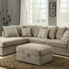 Alison Taupe Fabric Reversible Sectional Sofa with ottoman