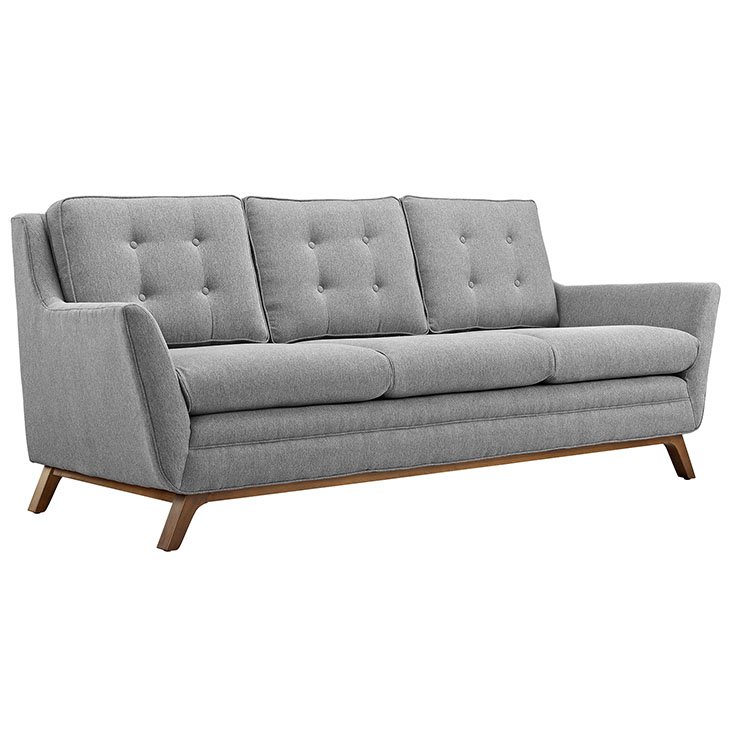 Kendall Mid Century Style Sofa in Lt Grey Fabric