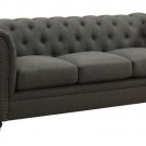 Roy Traditional Button-Tufted Sofa in Grey Fabric