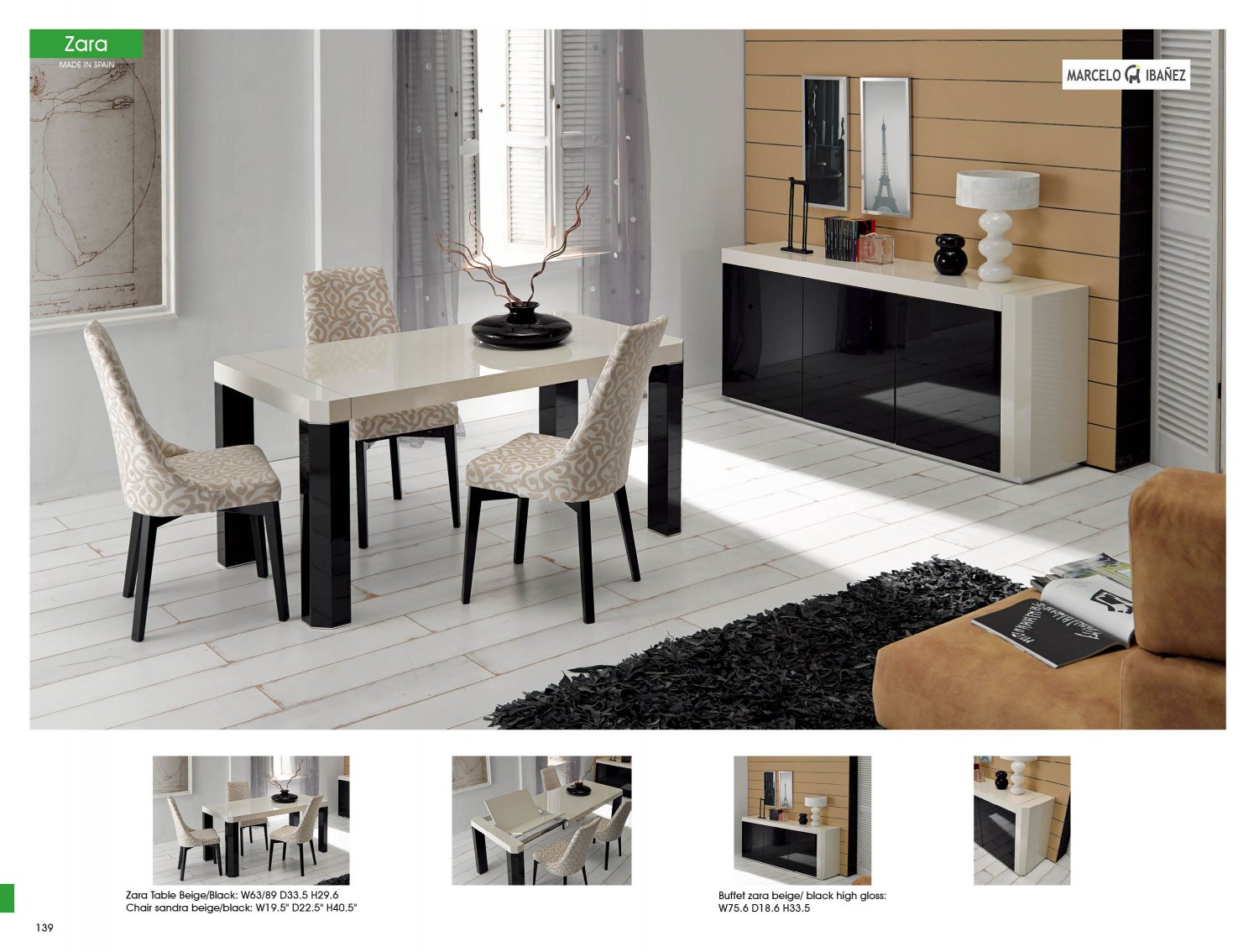 Zara Table with Sandra Chairs Modern Dining Set ESF