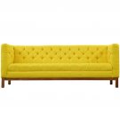 Chloe Mid Century Style Sofa Yellow Fabric