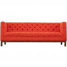 Chloe Mid Century Style Sofa Red Orange Fabric