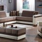 Moon Modern Sectional Sofa Bed, Chair and Ottoman in Platin Mustard Color