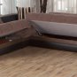 Moon Modern Sectional Sofa Bed, Chair and Ottoman in Troya Brown Color