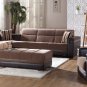 Moon Modern Sectional Sofa Bed, Chair and Ottoman in Troya Brown Color