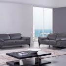S215 Dark Grey Leather Sofa and Loveseat