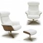 Karma Lounge Chair with Ottoman in White Italian Leather