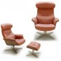 Karma Lounge Chair with Ottoman in Pumpkin Italian Leather
