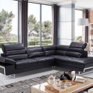 2347 Black Half Leather Sectional
