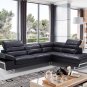 2347 Black Half Leather Sectional