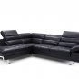 2347 Black Half Leather Sectional