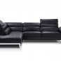 2347 Black Half Leather Sectional