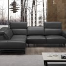 Davenport Leather Sectional in Slate Grey