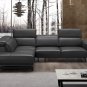 Davenport Leather Sectional in Slate Grey