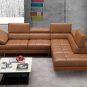 A761 Caramel Italian Leather Sectional Sofa