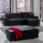 Kobe 2pc Sectional Sofa Bed with Storage in Black PU