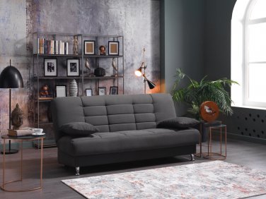 Vegas Dark Microfiber Sofa Bed with Storage