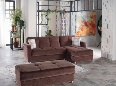 pc Vision Sectional Sofa Bed with Ottoman in Jennefer Brown