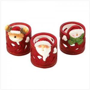 Santa Pals Candleholder Trio