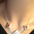 3 orange jasper genuine stone marked 950 pendant necklace