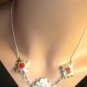 3 orange jasper genuine stone marked 950 pendant necklace