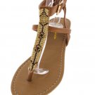 Tan Beaded Sandal (6.5, 7)