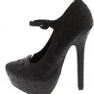 Black Dot Textured Mary Jane Heels   (5.5, 6, 6.5, 7, 7.5)