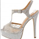 Silver Lace T Strap Heels  (5.5, 6, 7, 7.5, 8)