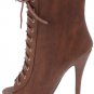 Warm Brown Lace Up Open Toe Ankle Boots (5.5, 6, 6.5)