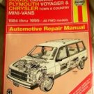 Dodge Plymouth Chrysler Mini Van 84-95 Haynes Manual VG...10012