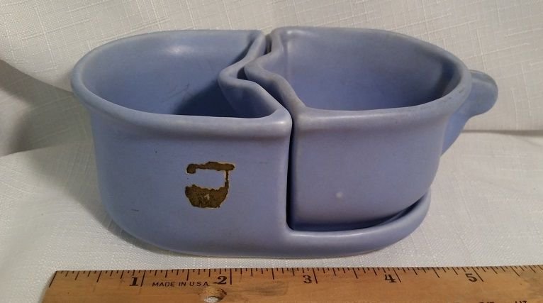 Camark Pottery Blue Nesting Open Sugar & Creamer Vintage 1950's Mid Century