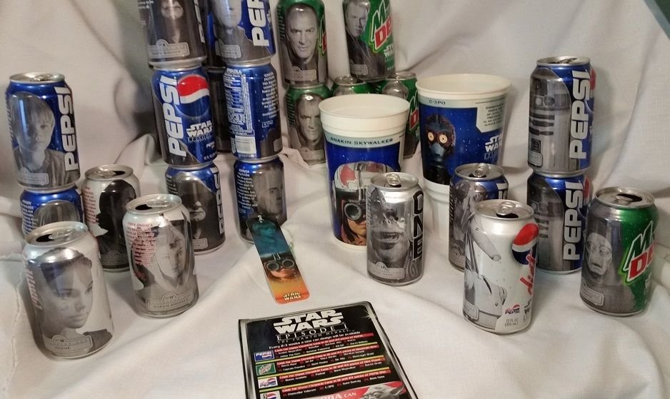 Star Wars Epsode I Pepsi Cans 26 / 2 Drink Cups / Book Mark.