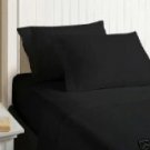1000TC 100%COTTON WATERBED SHEET SET QUEEN SOLID BLACK