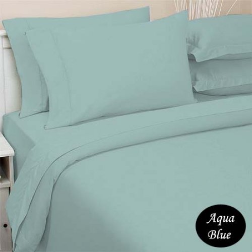 1000TC QUEEN DUVET SET SOLID AQUA BLUE 100%EGYPTIAN COTTON