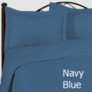 1000TC Stripe Navy Blue 24” Super Deep Pocket Queen Sheet Set 100% Pure Egyptian Cotton