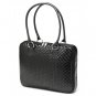 Black Woven Faux Leather Slim-Line 17" Widescreen Laptop Bag by Mango Tango